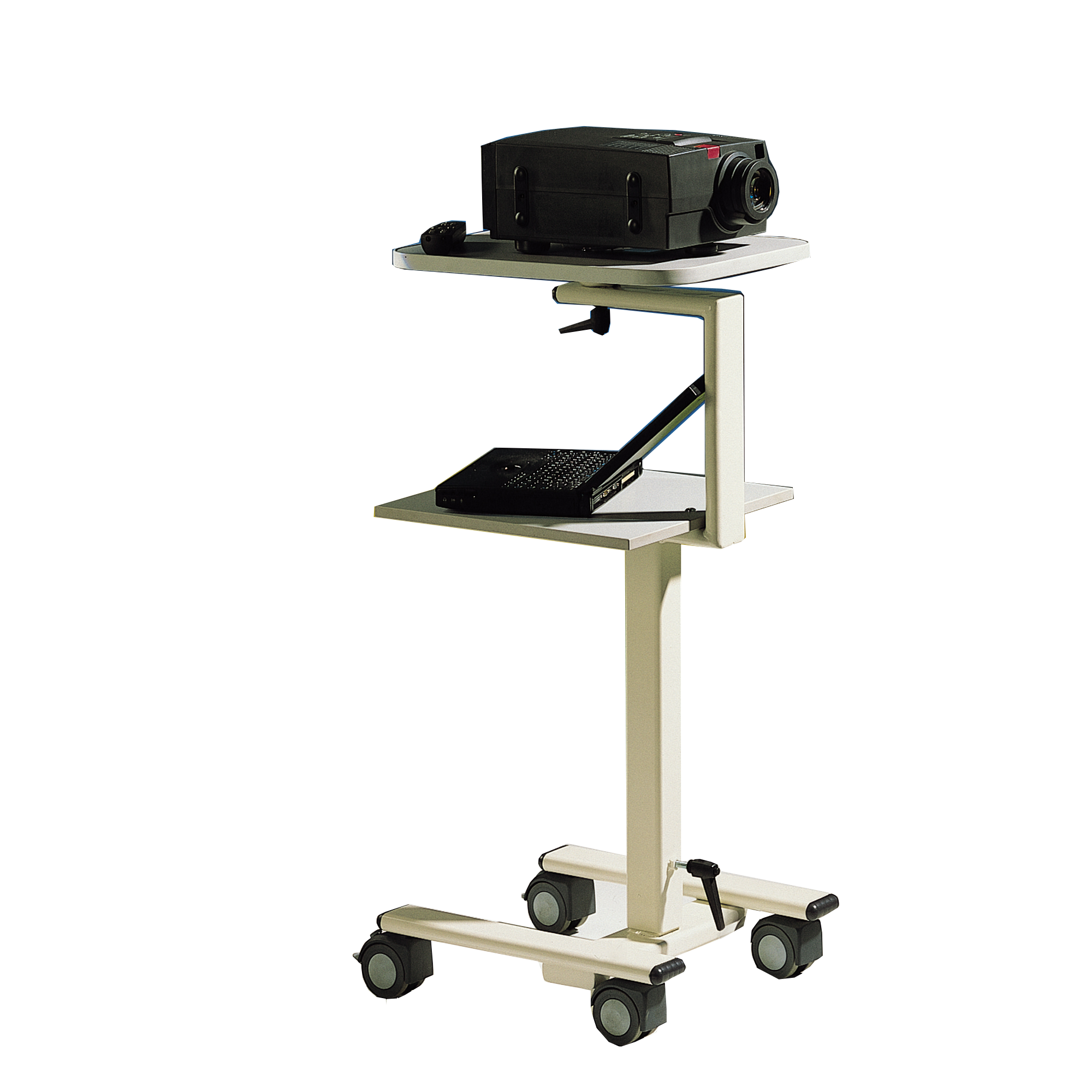 In hoogte verstelbare LCD-projectorwagen met elektrische aansluiting In hoogte verstelbare LCD-projectorwagen met elektrische aansluiting