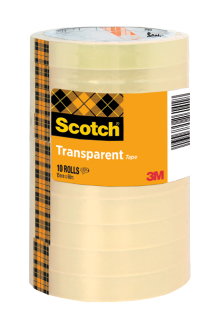 Plakband Scotch 508 15mmx66m transparant 10 rollen Plakband Scotch 508 15mmx66m transparant 10 rollen