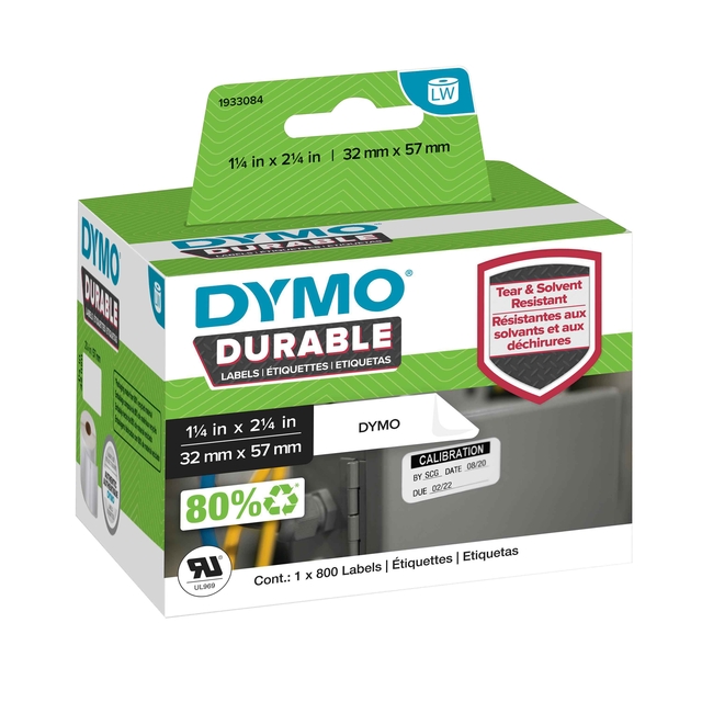 Etiket Dymo LabelWriter industrieel 32x57mm 1 rol á 800 stuks wit Etiket Dymo LabelWriter industrieel 32x57mm 1 rol á 800 stuks wit