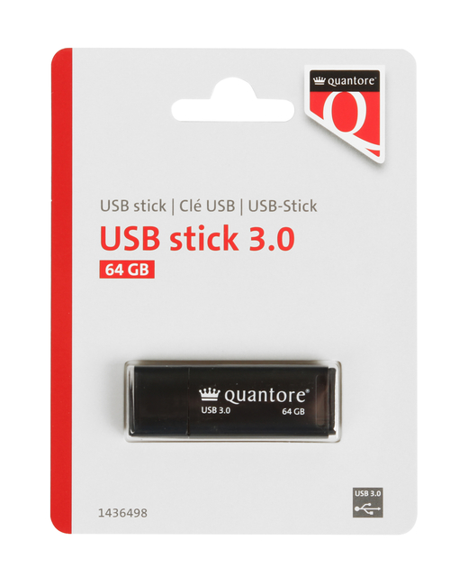 USB-stick Quantore 64GB 3.0 zwart USB-stick Quantore 64GB 3.0 zwart