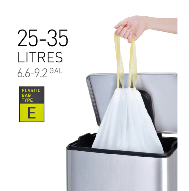 Afvalzak EKO MDPE type E met trekband 55x70cm 25-35L wit rol à 12 stuks Afvalzak EKO MDPE type E met trekband 55x70cm 25-35L wit rol à 12 stuks