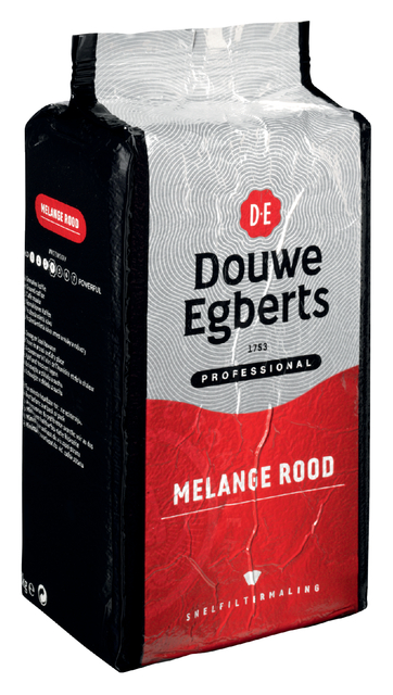 Koffie Douwe Egberts snelfiltermaling Melange Rood 1kg Koffie Douwe Egberts snelfiltermaling Melange Rood 1kg