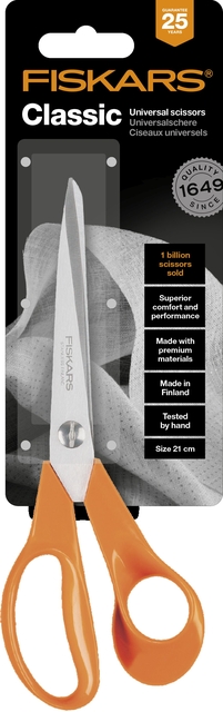 Schaar Fiskars Classic universeel 21cm oranje Schaar Fiskars Classic universeel 21cm oranje