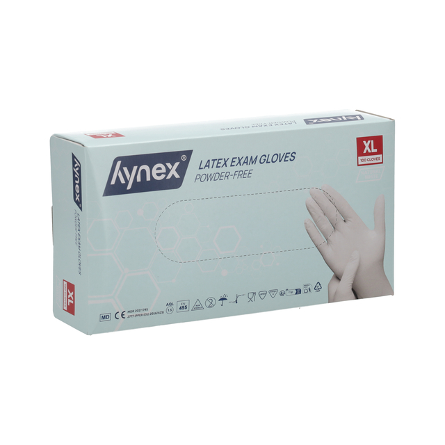 latex exam gloves, poedervrij, handschoenen doos, XL, gloves