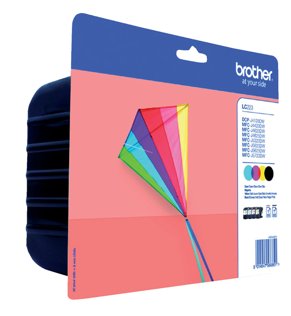 Inktcartridge Brother LC-223VALBP zwart + 3 kleuren Inktcartridge Brother LC-223VALBP zwart + 3 kleuren
