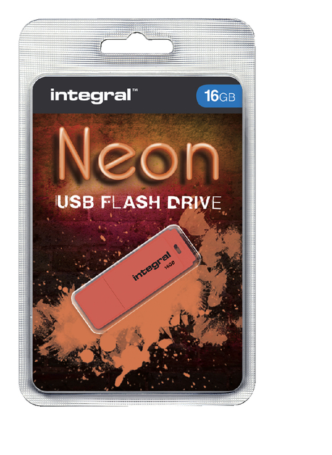 USB-stick 2.0 Integral 16Gb neon oranje USB-stick 2.0 Integral 16Gb neon oranje
