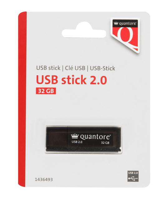 USB-stick Quantore 32GB 2.0 zwart USB-stick Quantore 32GB 2.0 zwart