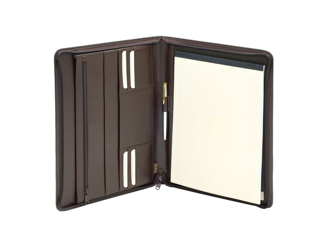 Schrijfmap van der Spek A4 + rits leer met nerf bruin Schrijfmap van der Spek A4 + rits leer met nerf bruin