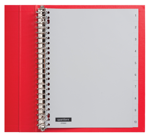 Tabbladen Quantore 23-gaats 1-10 genummerd grijs PP Tabbladen Quantore 23-gaats 1-10 genummerd grijs PP