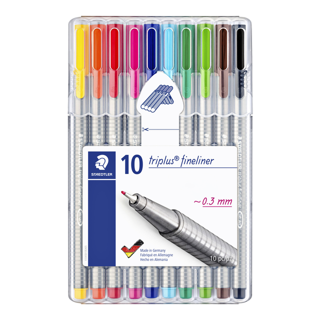 Fineliner Staedtler Triplus 334 assorti 0.3mm 10 stuks Fineliner Staedtler Triplus 334 assorti 0.3mm 10 stuks