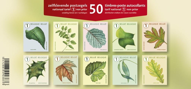 Postzegel Belgie Waarde 1 zelfklevend non-prior 5x10 stuks Postzegel Belgie Waarde 1 zelfklevend non-prior 5x10 stuks