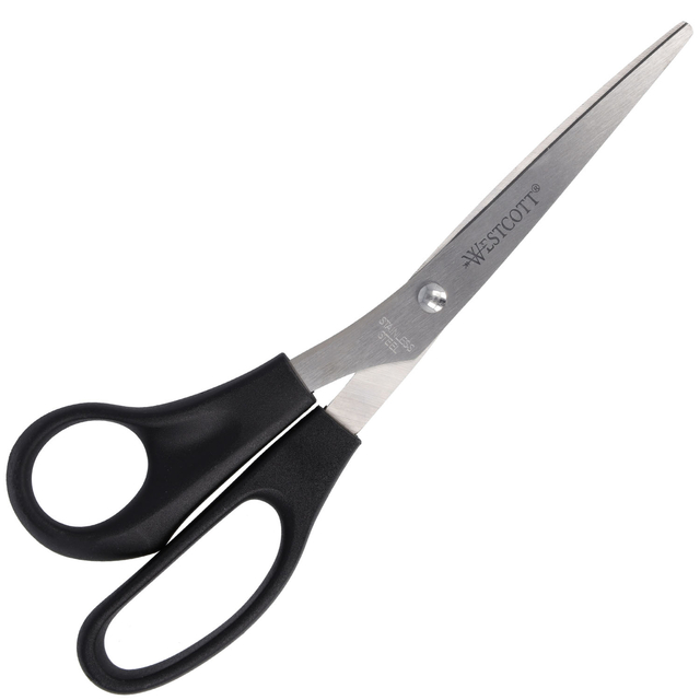 scharen, keuken schaar, roestvrij staal, zwarte handgrepen, kantoor schaar