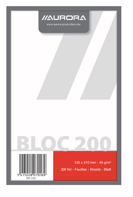 Kladblok Aurora 135x210mm blanco 200 vel 45gr Kladblok Aurora 135x210mm blanco 200 vel 45gr