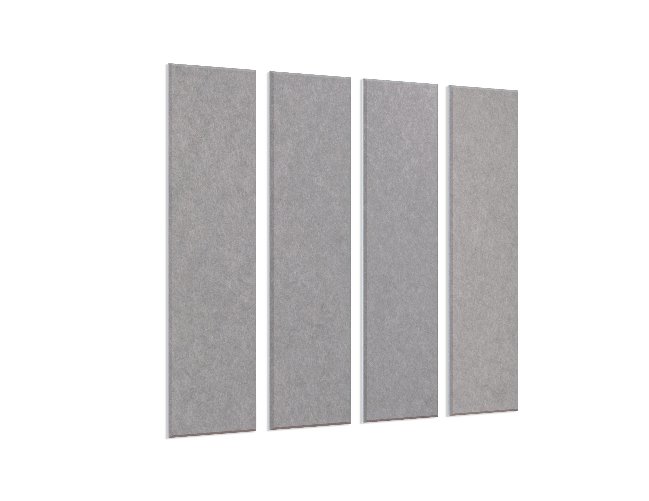 Akoestische PET-vilt wandpanelen, set van 4, lichtgrijs - 30x120 cm