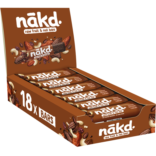 Fruit- en notenreep NAKD cocoa delight 18x35 gram Fruit- en notenreep NAKD cocoa delight 18x35 gram