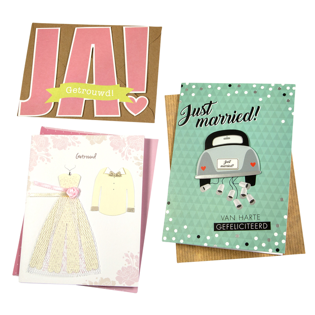 Wenskaart Paperclip navulset huwelijk 6 kaarten Wenskaart Paperclip navulset huwelijk 6 kaarten