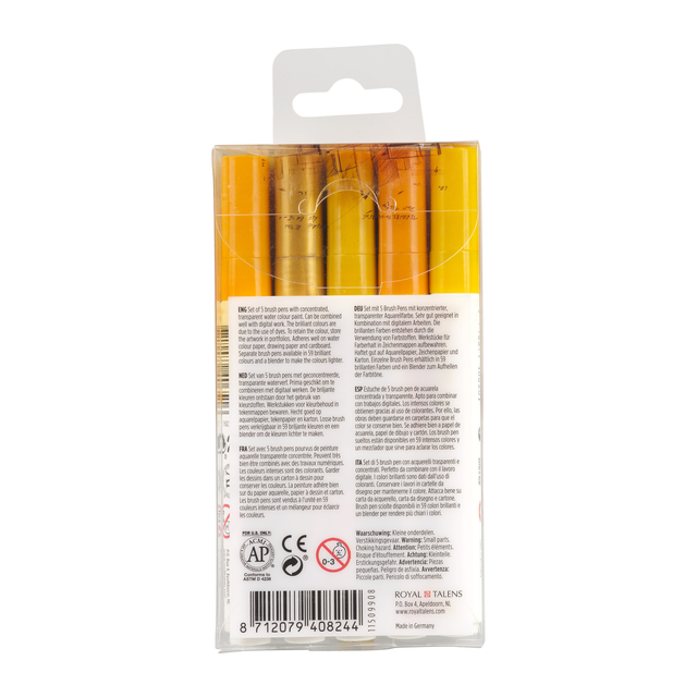 Brushpen Talens Ecoline set à 5 stuks aarde
