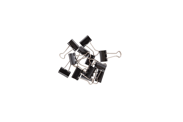 Papierklem MAUL foldback 215 19mm zwart 12 stuks