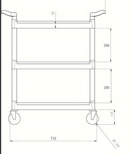 trolley, cart, three-drawer, steel, casters