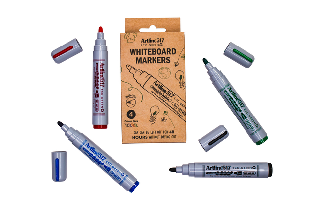 Whiteboardmarker Artline 517 Dry Safe Eco rond medium ass 4 stuks Whiteboardmarker Artline 517 Dry Safe Eco rond medium ass 4 stuks