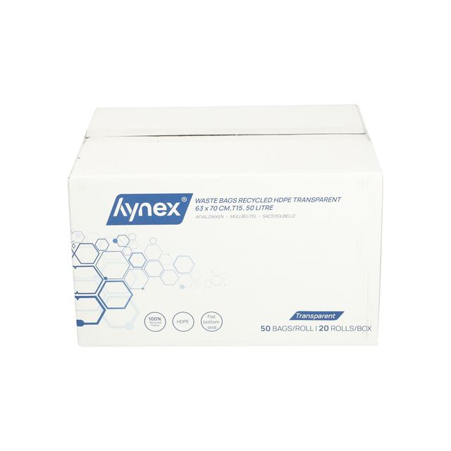 afvalzakken, HDPE, transparant, 20 rollen, doos