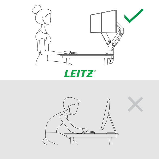 ergonomische bureau, monitorarm, verstelbare monitor, schermbevestiging, kantoorsetup
