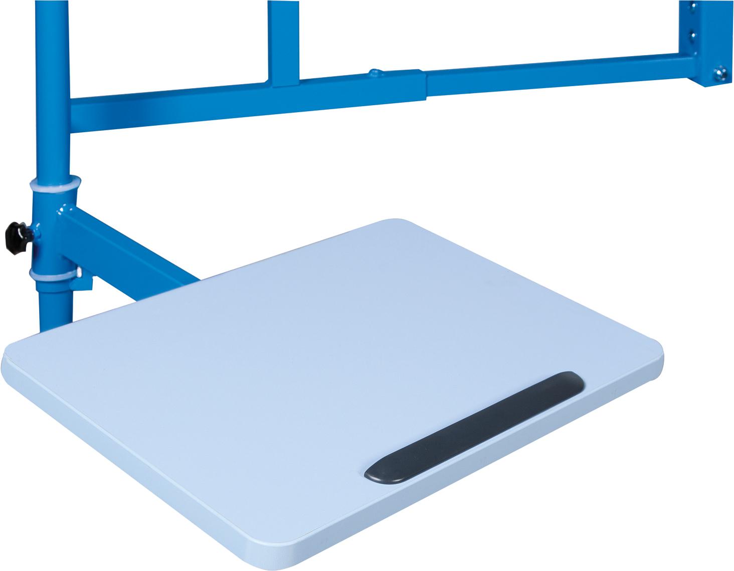 Elektrisch in hoogte verstelbare mobiele monitorstandaard Jolli in blauw met 50 cm slag Elektrisch in hoogte verstelbare mobiele monitorstandaard Jolli in blauw met 50 cm slag