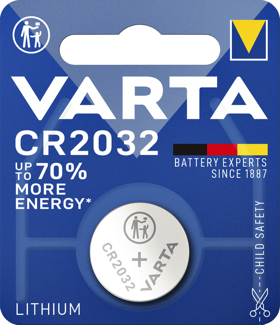 Batterij Varta knoopcel CR2032 lithium blister à 1stuk Batterij Varta knoopcel CR2032 lithium blister à 1stuk