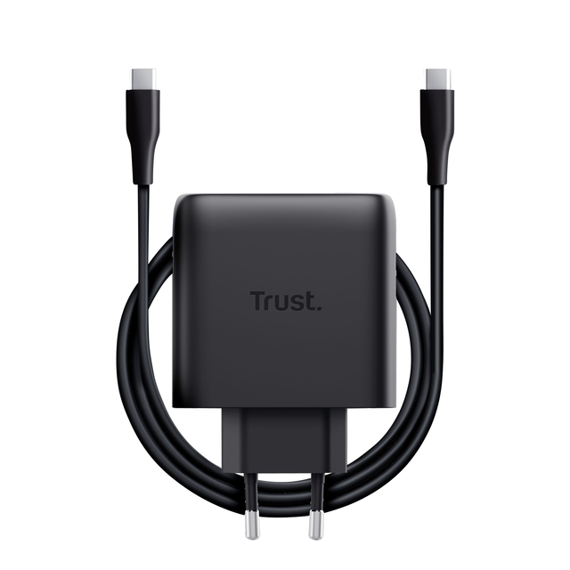 USB-C lader, wandlader, type-C, compact, zwart
