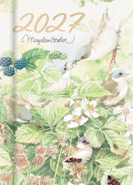 planten, vogels, illustratie, fruitsbloesems, boekillustratie