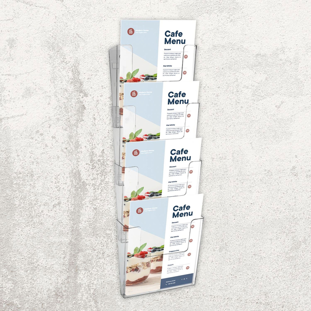 Folderhouder Europel 4 x A4 wand staand koppelbaar transparant