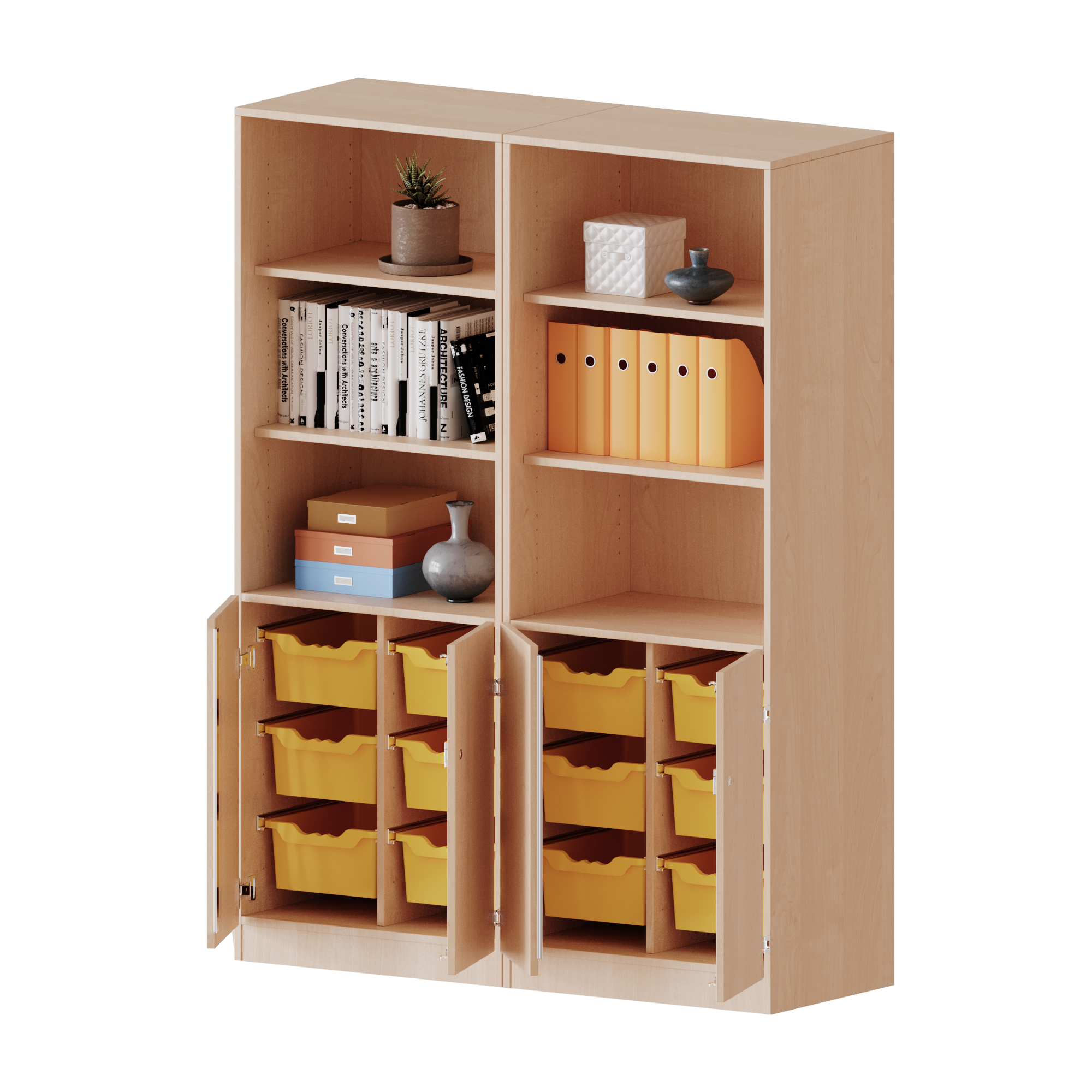 ErgoTray combikast, vier rijen, twee delen, 5 ordnerhoogtes - evo180 serie
