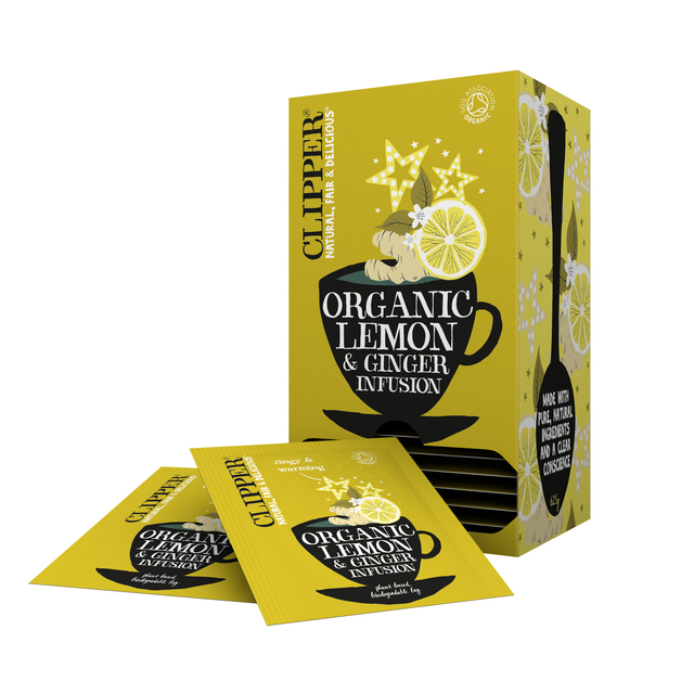 Thee Clipper infusion lemon and ginger bio 25 zakjes Thee Clipper infusion lemon and ginger bio 25 zakjes