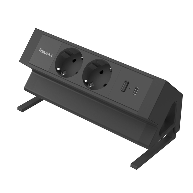 Stekkerdoos Fellowes Power Desk F 2 voudig incl USB A en C 2 meter zwart