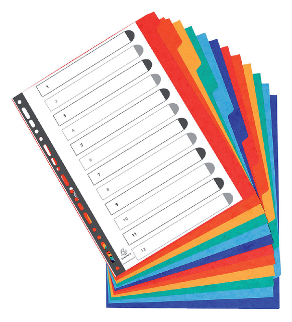 Tabbladen Exacompta 11-gaats extra breed 12-delig karton Tabbladen Exacompta 11-gaats extra breed 12-delig karton