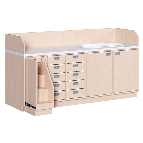 Commode, drie rijen plus ligbad