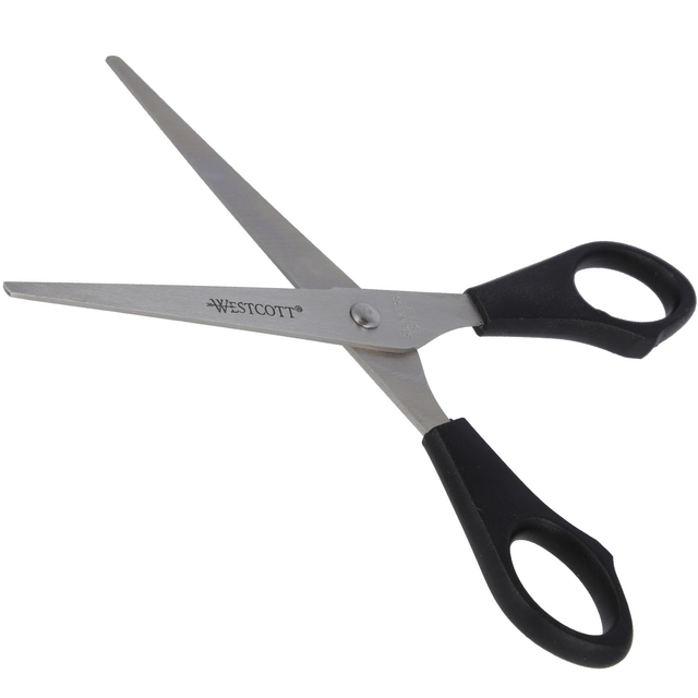 schaar, kantoor, snijgereedschap, metalen blad, handvat