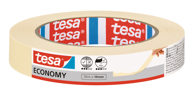 Afplaktape tesa®  Economy 50mx19mm geel Afplaktape tesa®  Economy 50mx19mm geel