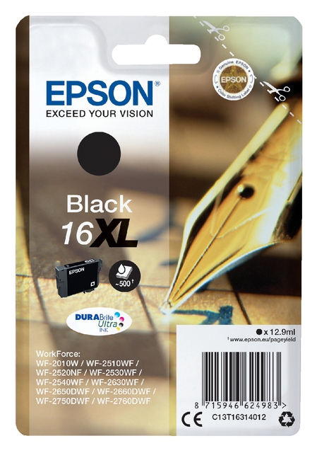 Inktcartridge Epson 16XL T1631 zwart Inktcartridge Epson 16XL T1631 zwart