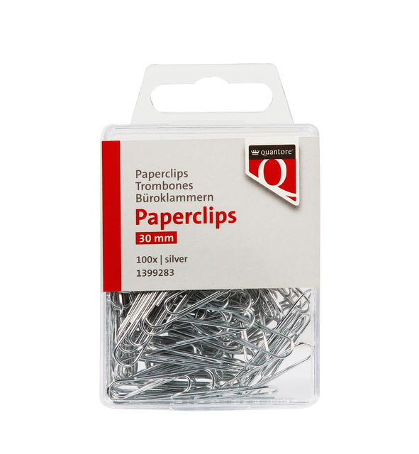 Paperclip Quantore 30mm rond 100 stuks zilver Paperclip Quantore 30mm rond 100 stuks zilver