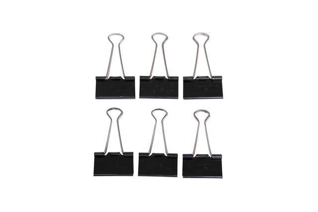 Papierklem MAUL foldback 215 19mm zwart 6 stuks