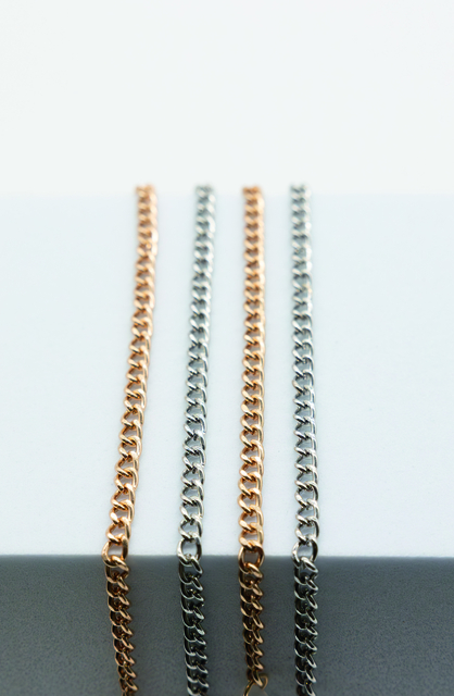 ketting, halsketting, metaal, goudenkleur, zilverkleur