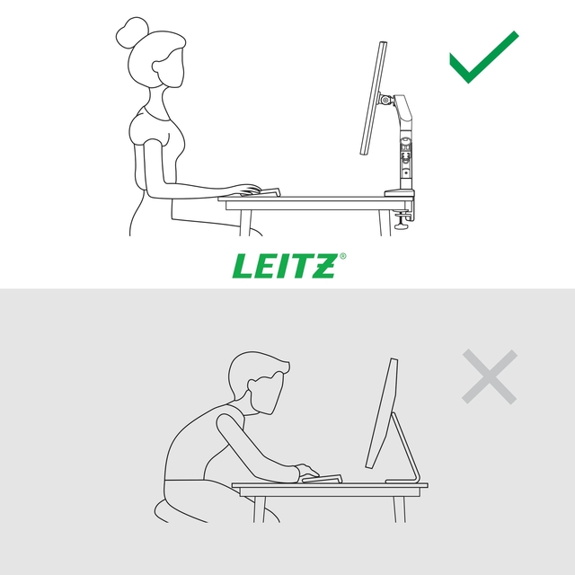 Monitorarm Leitz Ergo ruimtebesparend dubbele monitorarm