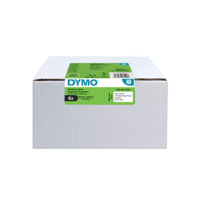 Etiket Dymo LabelWriter 5XL verzendlabel 102x210mm 6 rollen á 140 stuks wit Etiket Dymo LabelWriter 5XL verzendlabel 102x210mm 6 rollen á 140 stuks wit