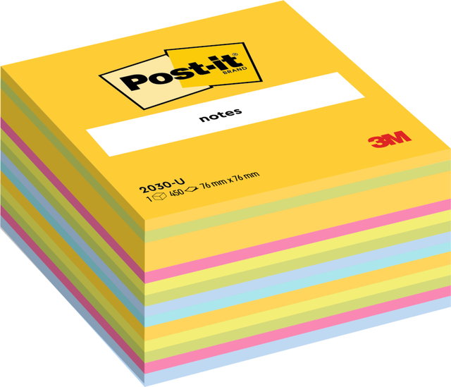 Memoblok Post-it 2030 76x76mm kubus ultra assorti Memoblok Post-it 2030 76x76mm kubus ultra assorti