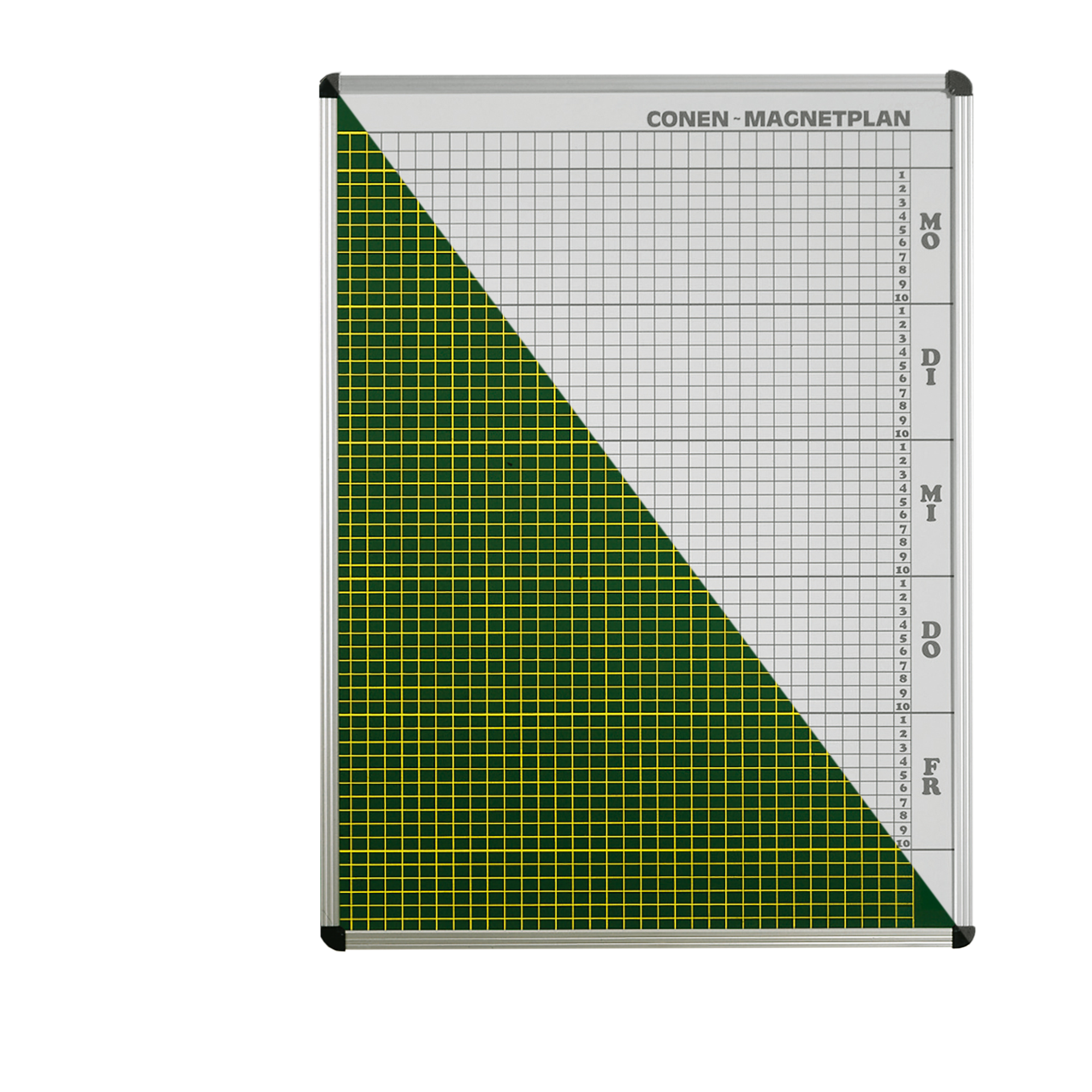 Planbord met personeelsplan en uurrooster van beschrijfbaar geëmailleerd premium staal
