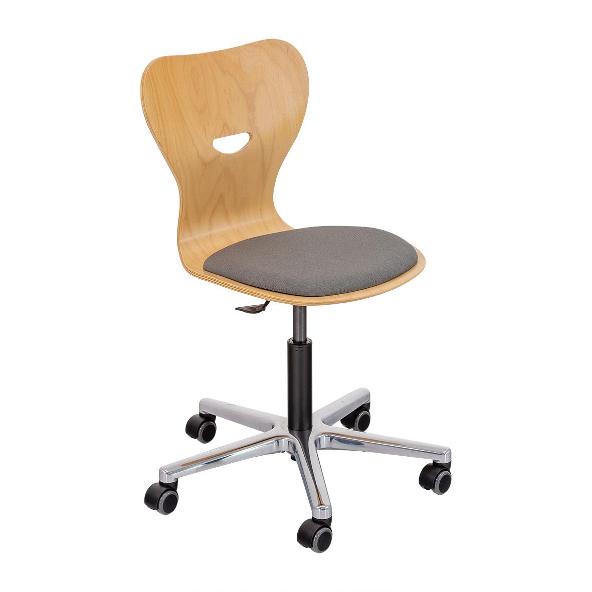 Bureaustoel met plywood zitschaal, gasveer, voeten, HV1