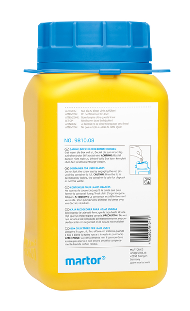 Verzameldoos Martor gebruikte mesjes geel Verzameldoos Martor gebruikte mesjes geel