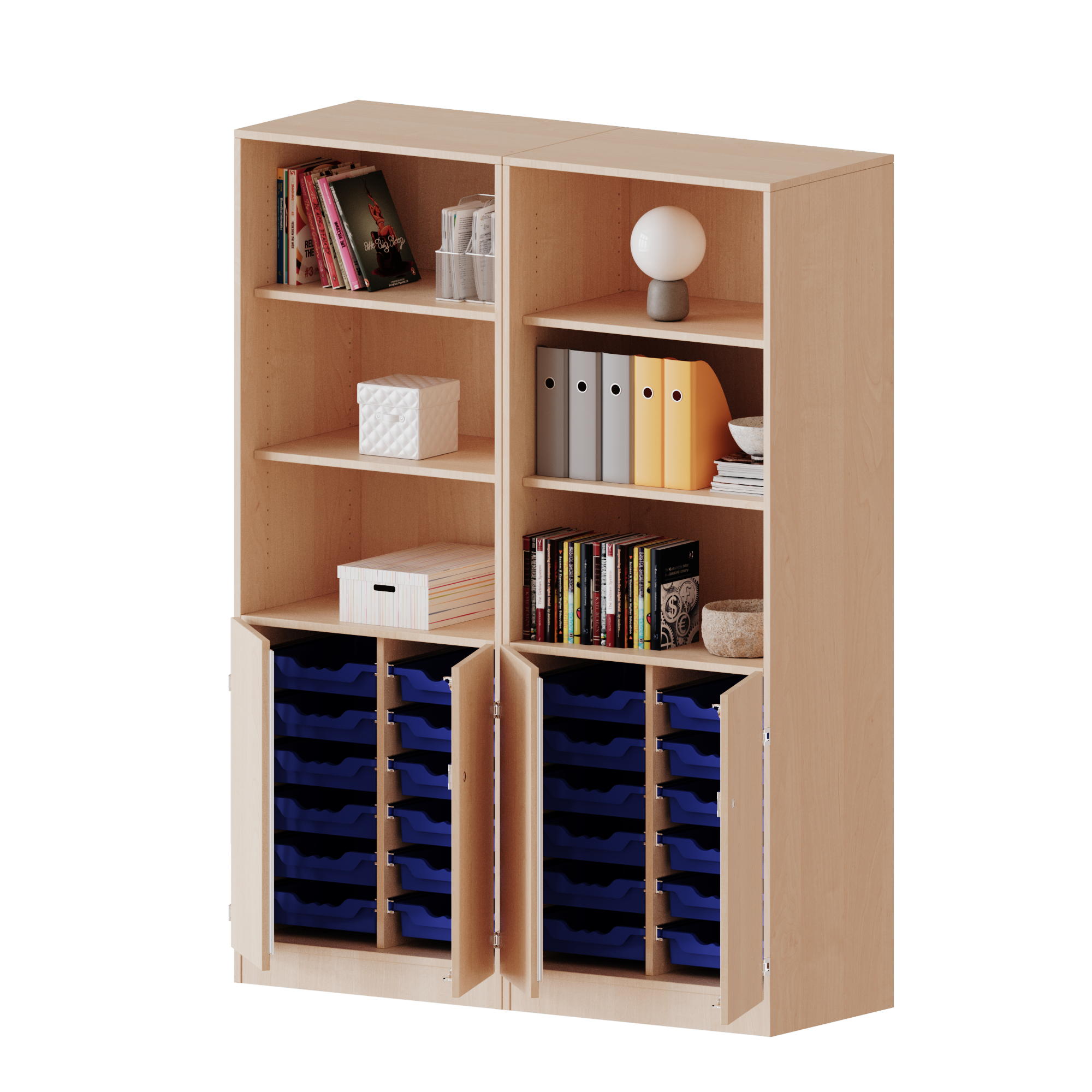 ErgoTray combikast, vier rijen, twee delen, 5 ordnerhoogtes - evo180 serie