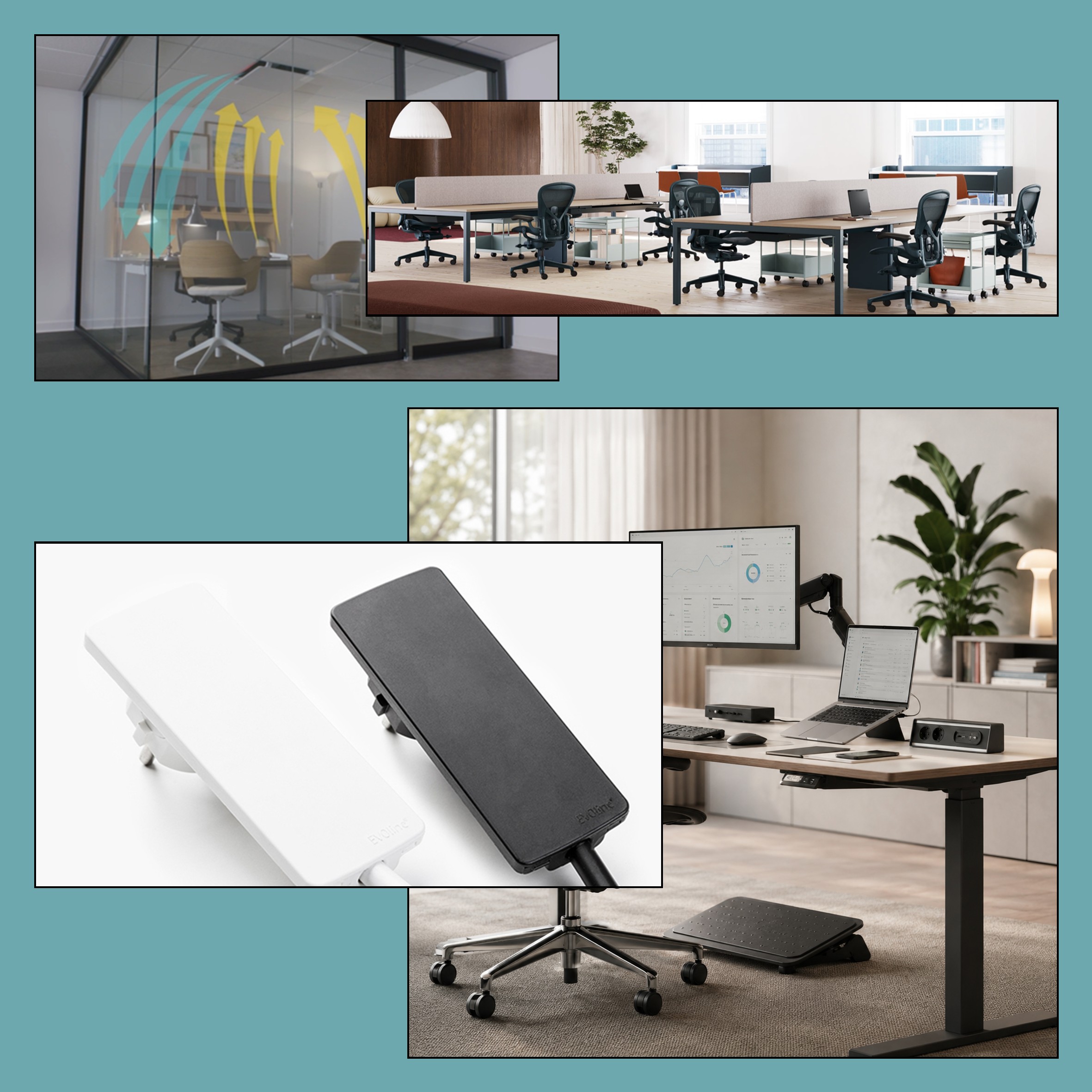standing desk, kantoorinrichting, ergonomische stoel, monitor bureau, werkruimte accessoire
